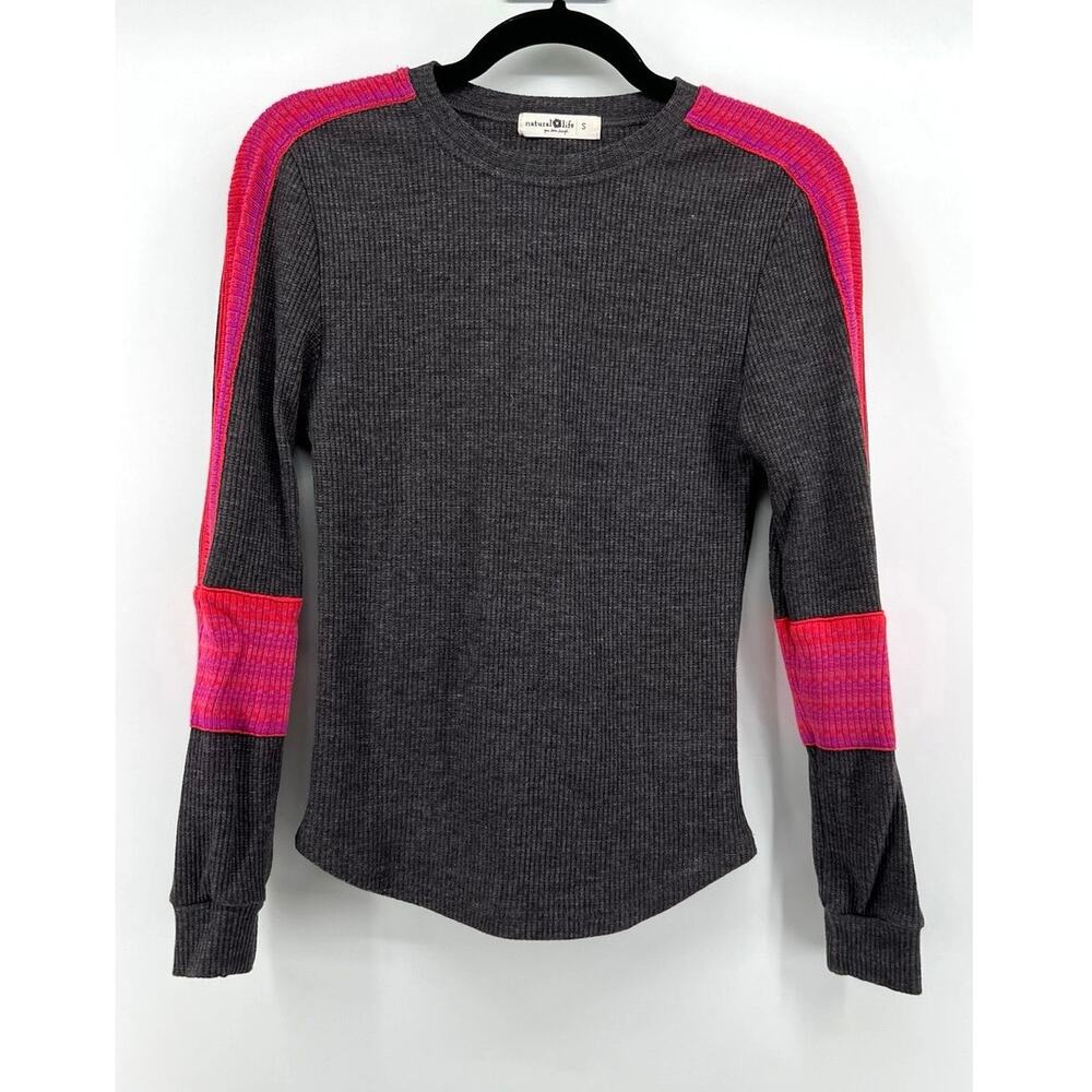 Natural Life | Women's London Trim Thermal Long Sleeve Waffle Knit Shirt Size S
